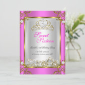 Invitation Fairytale Sweet 16 16e anniversaire Hot Pink Gold (Debout devant)