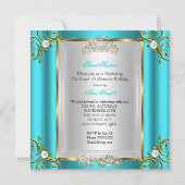 Invitation Fairytale Sweet 16 16e anniversaire Turquoise Turq (Dos)