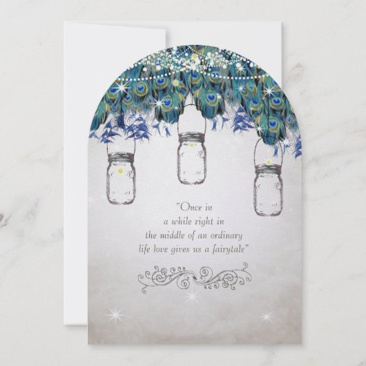 Invitation Fairytale Under the Star Forest Mason Jar Peacock (Dos)