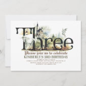 Invitation Fairytale Unicorn Dragon Magic Castle 3 Anniversai (Devant)