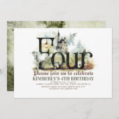 Invitation Fairytale Unicorn Dragon Magic Castle 4e anniversa (Devant / Derrière)