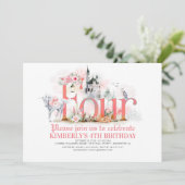 Invitation Fairytale Unicorn Princess Castle 4th Birthday (Debout devant)