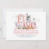 Invitation Fairytale Unicorn Princess Castle 5e anniversaire (Devant)