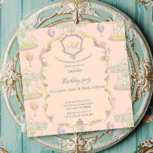 Invitation Fairytale Vintage Amusement Park Anniversaire
