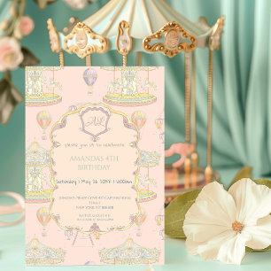 Invitation Fairytale Vintage Amusement Park Anniversaire