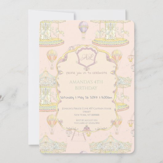 Invitation Fairytale Vintage Amusement Park Anniversaire (Devant)