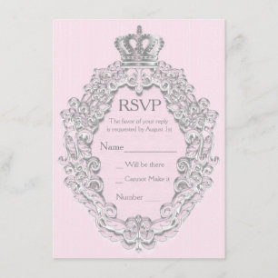 Invitation Fairytale Vintage Princess Pink Royal RSVP Card