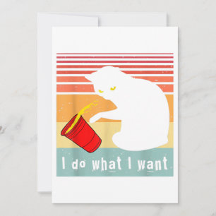 Invitation Fais ce que je veux Chat noir vintage Coupe rouge