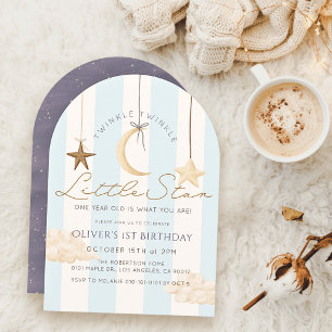 Invitation Fais Dodo Petites Étoiles Rayures Bleues Garçon 1e