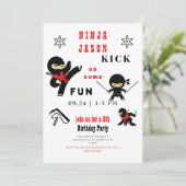 Invitation Fais monter le Fun Ninja Anniversaire Rouge et Noi (Debout devant)