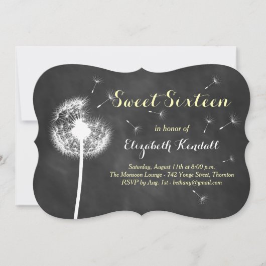 Invitation Fais un voeu !Invitation Sweet sixteen (Devant)