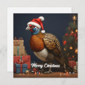 Invitation faisan avec arbre de noël et cadeaux (Devant / Derrière)