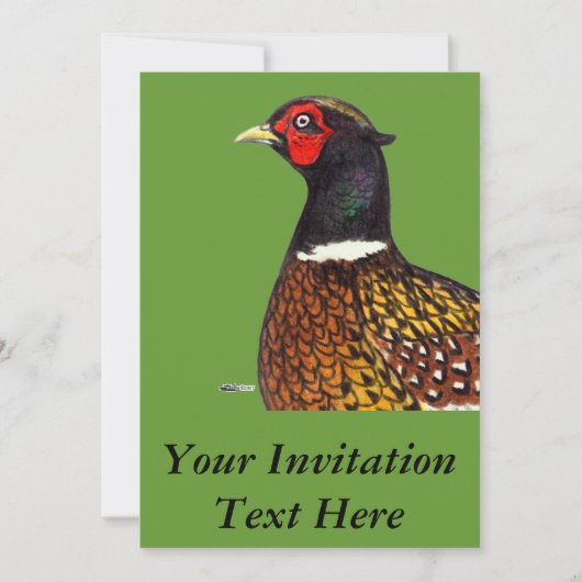 Invitation Faisan :  Tête de Ringneck (Devant)