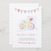 Invitation faisante du vélo rose d'anniversaire (Devant / Derrière)