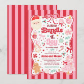 Invitation Faisceau de Joie Noël Coquette Arc Bébé Naissance (Devant / Derrière)