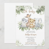 Invitation Faisceau d'invitation pour Baby Shower Safari Garç (Devant / Derrière)
