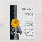 Invitation Faisceau Jaune Noir Blanc Damas Réception Seulemen (Devant / Derrière)