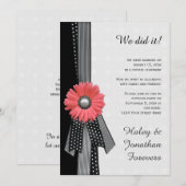 Invitation Faisceau rose noir blanc Damas Réception uniquemen (Devant / Derrière)