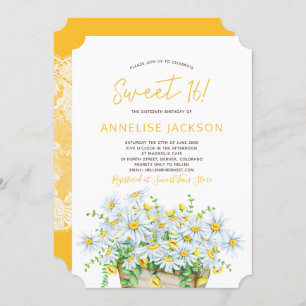 Invitation Faisceaux d'été sweet sixteen de dentelle jaune et