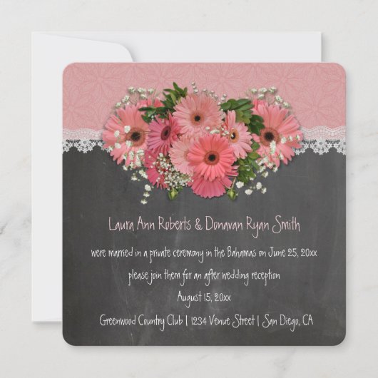 Invitation Faisceaux roses Wreath Chalkboard Réception unique (Devant)