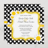 Invitation Faisée sur Pois noirs et blancs (Devant / Derrière)