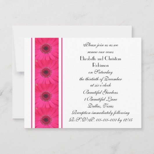 Invitation Faiseuse de Gerbera rose chaud sur le renouveau de (Devant)
