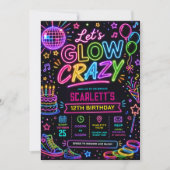 Invitation Faisons Briller Fou : Fête d'Anniversaire Néon Dis (Devant)