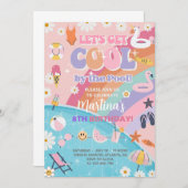 Invitation Faisons cool à la piscine, anniversaire super. (Devant / Derrière)