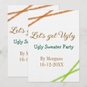 Invitation Faisons de Noël un Partyorange de pull moche (Devant / Derrière)