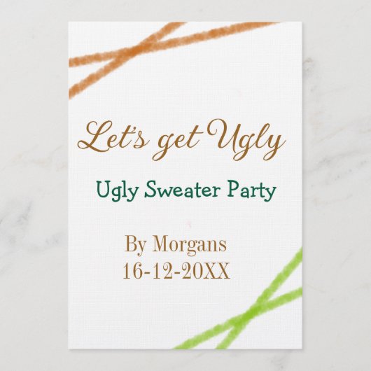 Invitation Faisons de Noël un Partyorange de pull moche (Devant)