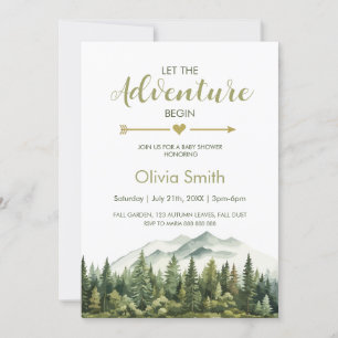 Invitation Faisons démarrer l'aventure Fête de bébé en forêt