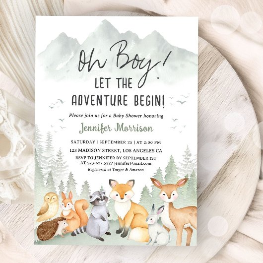 Invitation Faisons Démarrer l'Aventure Fête de Bébé Garçon Th