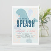 Invitation Faisons des éclaboussures Baleine Bleue Anniversai (Debout devant)