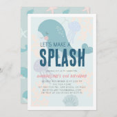 Invitation Faisons des éclaboussures Baleine Bleue Anniversai (Devant / Derrière)