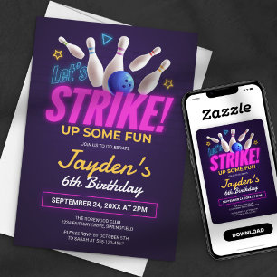 Invitation Faisons des Strikes et Amusons-Nous Anniversaire B