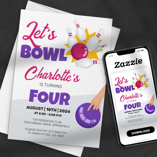 Invitation Faisons du Bowling Anniversaire Bowling Enfants