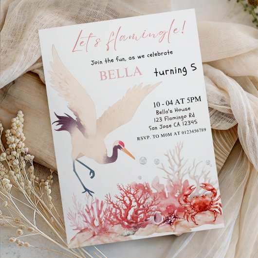 Invitation Faisons du Flamingle ! Fête d'anniversaire de la f