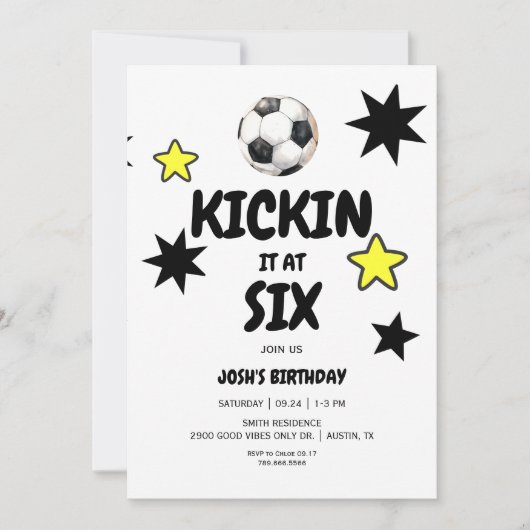 Invitation Faisons du foot à Six Fête d'anniversaire de 6 ans (Devant)