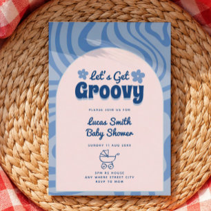 Invitation faisons du groove garçon rétro bébé shower bleu