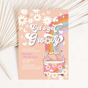 Invitation Faisons du Groovy Anniversaire Rose Van Groovy Dai