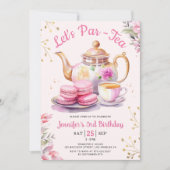 Invitation Faisons du Par-Tea ! Fille Thé Rose fête d'anniver (Devant)