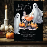 Invitation Faisons face à la fête d'Halloween<br><div class="desc">Cette invitation éffrayante et amusante comprend un fantôme, des citrouilles, un cocktail éffrayant et un crâne. Les mots "Let's get sheet visage" sont écrits dans une police de script. C'est la meilleure façon d'invitation de vos amis à une fête d'Halloween où ils peuvent se déguster dégustés en costumes et déguster...</div>