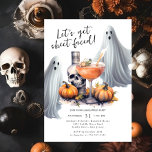 Invitation Faisons face à la fête d'Halloween<br><div class="desc">Cette invitation éffrayante et amusante comprend un fantôme, des citrouilles, un cocktail éffrayant et un crâne. Les mots "Let's get sheet visage" sont écrits dans une police de script. C'est la meilleure façon d'invitation de vos amis à une fête d'Halloween où ils peuvent se déguster dégustés en costumes et déguster...</div>