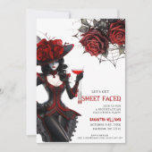 Invitation Faisons face à la fête d'Halloween florale pour ad (Devant)