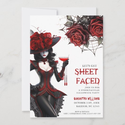 Invitation Faisons face à la fête d'Halloween florale pour ad (Devant)