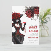 Invitation Faisons face à la fête d'Halloween florale pour ad (Debout devant)