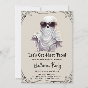 Invitation Faisons face à la feuille Adult Halloween Party In