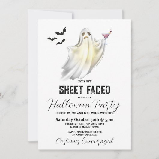 Invitation Faisons face à la feuille de l'Halloween Fête Fant (Devant)