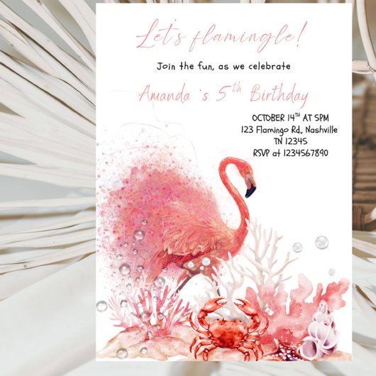 Invitation Faisons Flamingle ! Fête d'anniversaire Flamant Ro