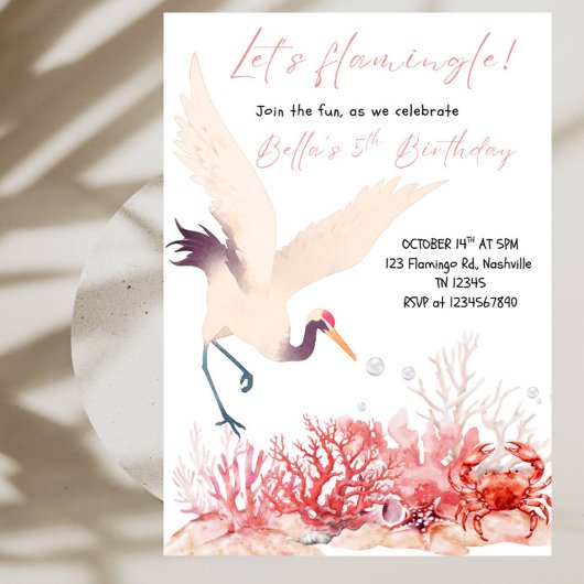Invitation Faisons Flamingle ! Fête d'anniversaire Flamant Ro